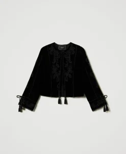 Blouson En Velours Avec Broderie