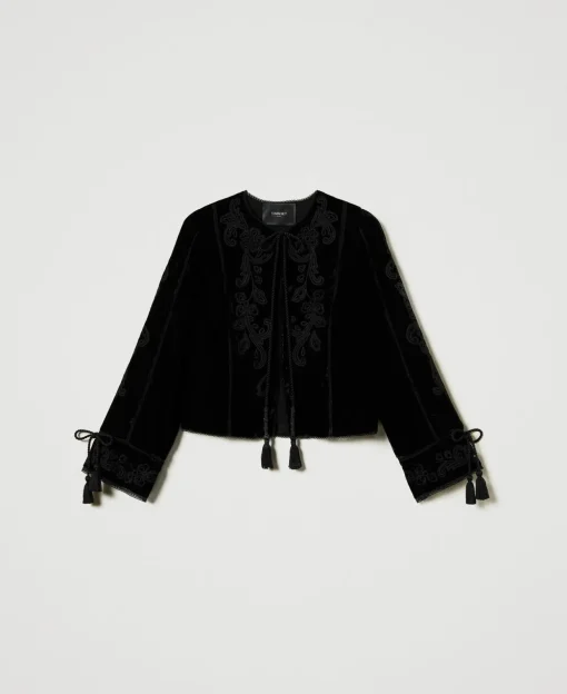Blouson En Velours Avec Broderie