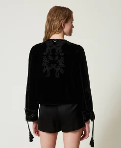 Blouson En Velours Avec Broderie