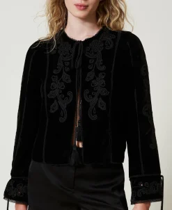 Blouson En Velours Avec Broderie