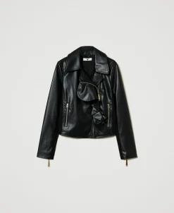 Blouson Perfecto Effet Cuir Avec Volant