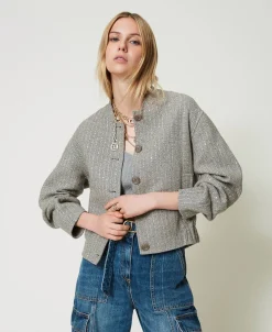 Bomber En Drap Double Avec Sequins