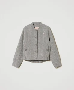 Bomber En Drap Double Avec Sequins