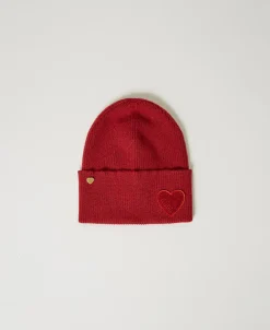 Bonnet En Maille Avec Patch En Cœur