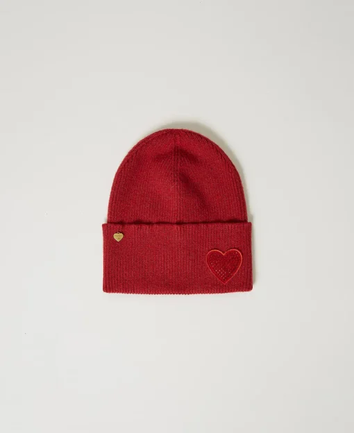 Bonnet En Maille Avec Patch En Cœur