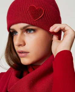 Bonnet En Maille Avec Patch En Cœur
