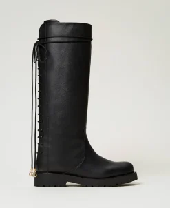 Bottes à Lacets En Cuir