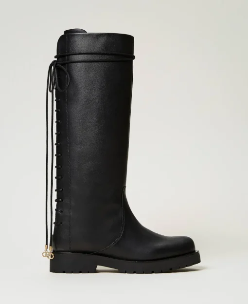 Bottes à Lacets En Cuir