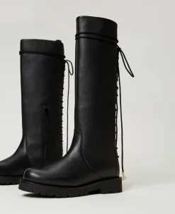 Bottes à Lacets En Cuir