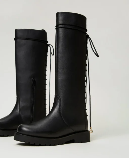 Bottes à Lacets En Cuir
