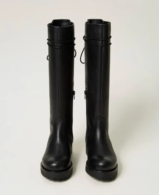 Bottes à Lacets En Cuir