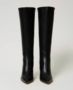 Bottes Montantes Avec Semelle Compensée Et étiquette Siglée
