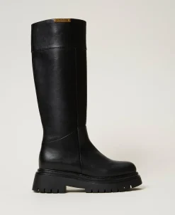 Bottes Montantes Avec étiquette Siglée