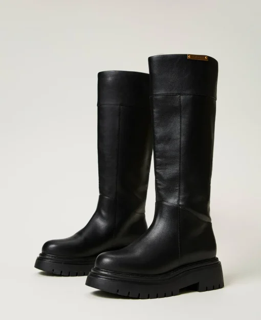 Bottes Montantes Avec étiquette Siglée