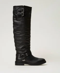 Bottes Montantes «Darcy» En Cuir Avec Brides