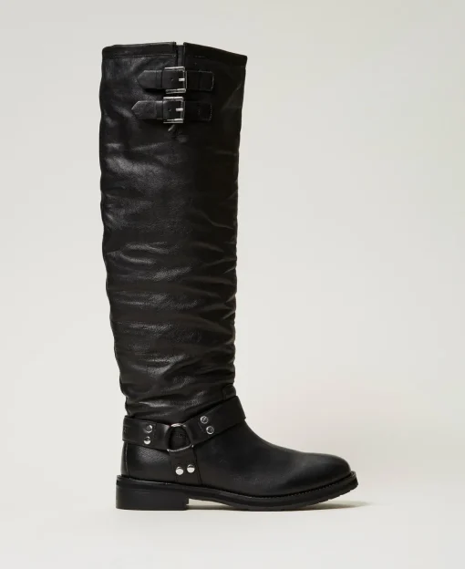 Bottes Montantes «Darcy» En Cuir Avec Brides