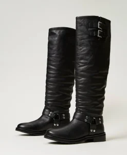 Bottes Montantes «Darcy» En Cuir Avec Brides