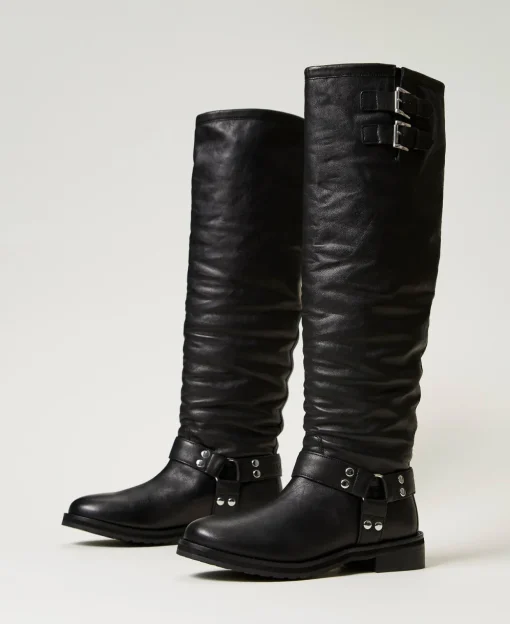 Bottes Montantes «Darcy» En Cuir Avec Brides