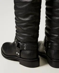 Bottes Montantes «Darcy» En Cuir Avec Brides