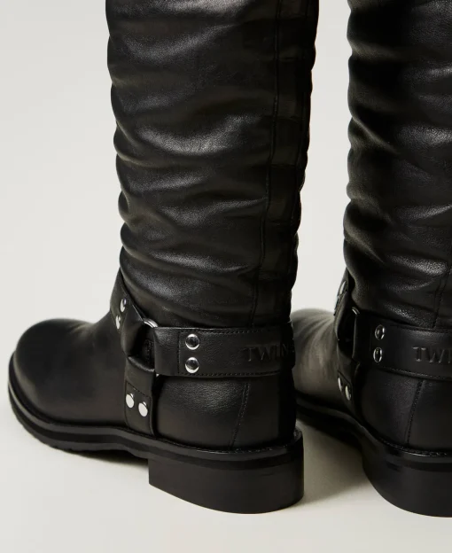 Bottes Montantes «Darcy» En Cuir Avec Brides