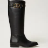 Bottes Montantes En Cuir Avec Oval T