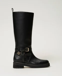 Bottes Motardes En Cuir Avec Oval T