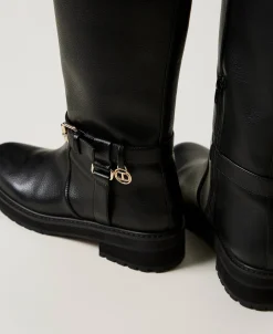 Bottes Motardes En Cuir Avec Oval T