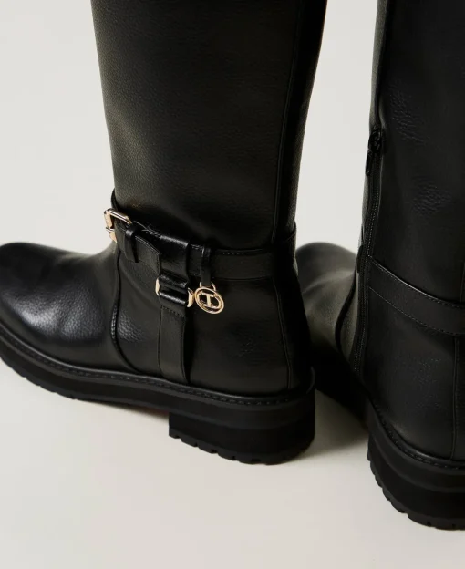 Bottes Motardes En Cuir Avec Oval T