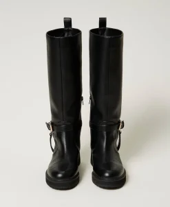 Bottes Motardes En Cuir Avec Oval T