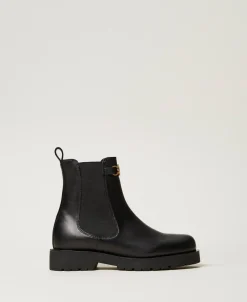 Bottines Chelsea En Cuir Avec Oval T