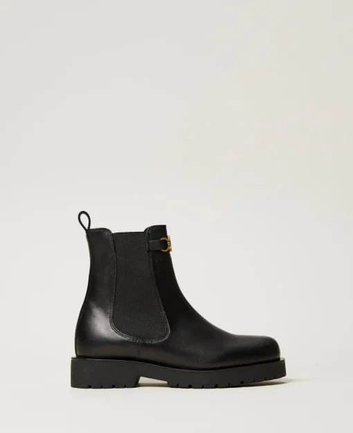 Bottines Chelsea En Cuir Avec Oval T