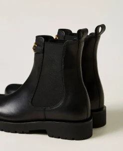 Bottines Chelsea En Cuir Avec Oval T