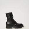 Bottines Motardes En Cuir Avec Logo