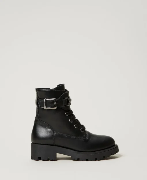 Bottines Motardes Enfant En Cuir Avec Bride