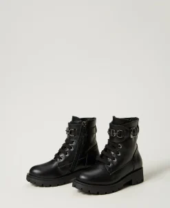 Bottines Motardes Enfant En Cuir Avec Bride