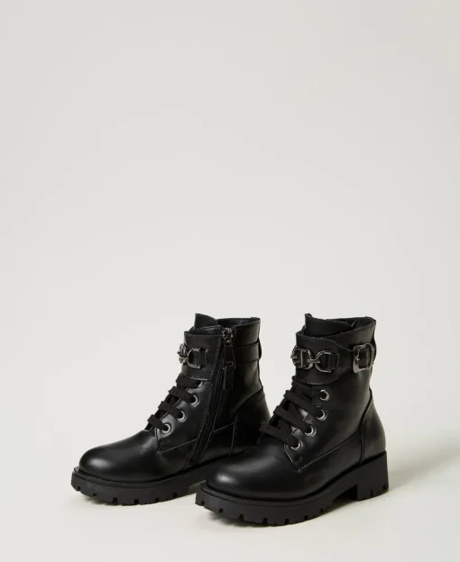 Bottines Motardes Enfant En Cuir Avec Bride
