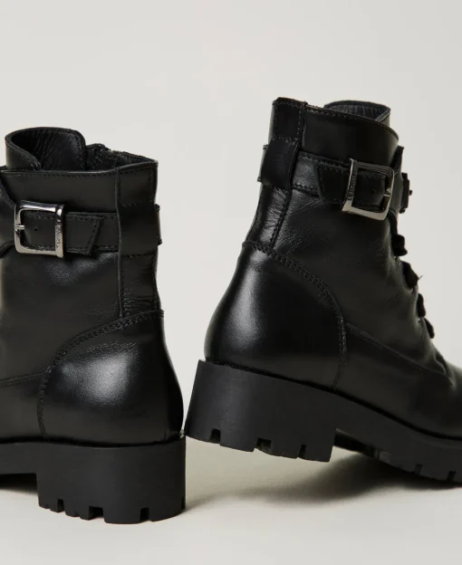 Bottines Motardes Enfant En Cuir Avec Bride