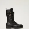 Bottines Motardes Montantes En Cuir Avec Oval T