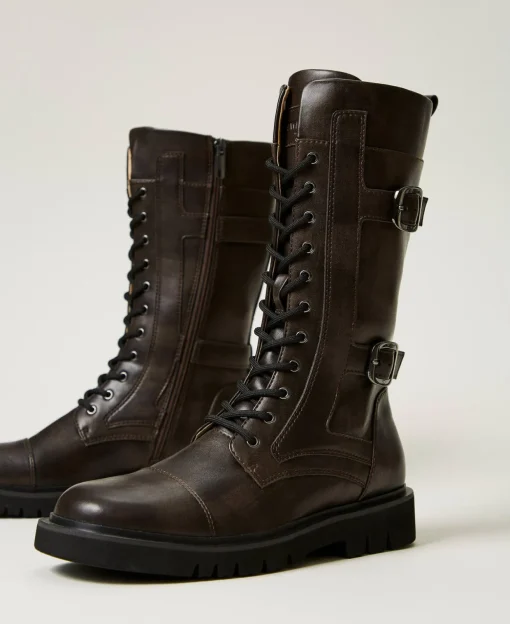 Bottines Motardes Montantes Avec Brides