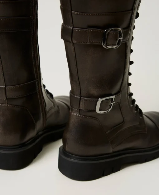 Bottines Motardes Montantes Avec Brides