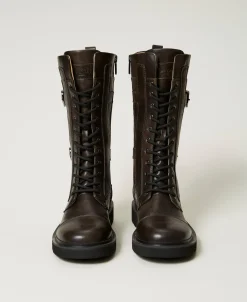 Bottines Motardes Montantes Avec Brides
