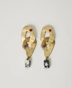 Boucle D’oreille En Chaîne Métallique Avec Pierres
