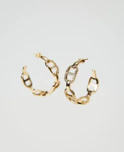 Boucles D’oreilles Avec Chaîne Oval T Et Strass