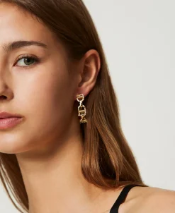 Boucles D’oreilles Avec Chaîne Oval T Et Strass
