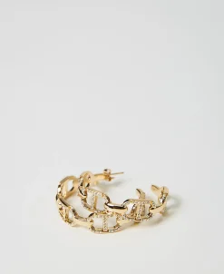 Boucles D’oreilles Avec Chaîne Oval T Et Strass