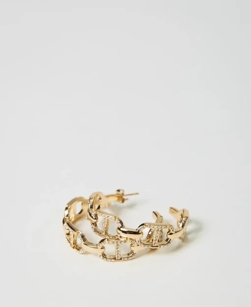 Boucles D’oreilles Avec Chaîne Oval T Et Strass
