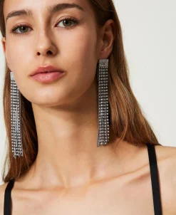 Boucles D’oreilles Avec Franges Strassées