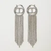 Boucles D’oreilles Avec Oval T Et Franges Strassées