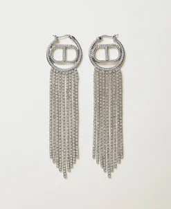 Boucles D’oreilles Avec Oval T Et Franges Strassées