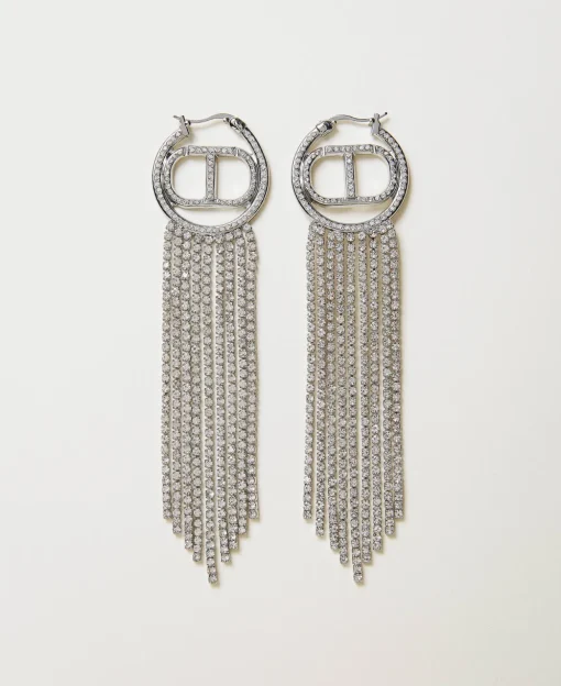 Boucles D’oreilles Avec Oval T Et Franges Strassées